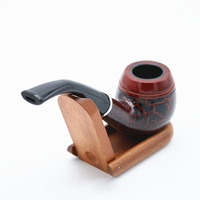 Pipe à fumer en bois Vintage rouge, pipe à tabac en résine craquelée, porte-cigarette en acrylique