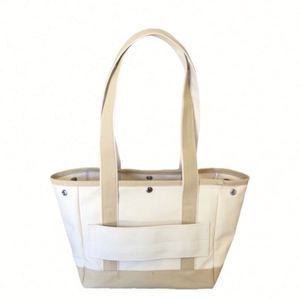 Women's Heavy-Duty Autumn White Canvas Boat Tote Bag Waterproof Reusable Ribbon Handle Insert for Daily Medium Letter - Product Image 4