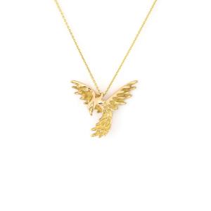 Премиальные кулоны из литой нержавеющей стали в европейском стиле: золотые PVD-покрытия, с изображением летающих животных (летучая мышь, сова, колибри) - Product Image 5