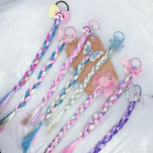 hair accessory for children,a colorful cartoon hairband with braids and elastic bands