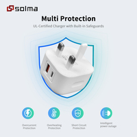 Cargador de Pared USB Tipo C PD Multifuncional, Material ABS Duradero, Protección OTP, Salida para Teléfono Inteligente, Enchufe del Reino Unido