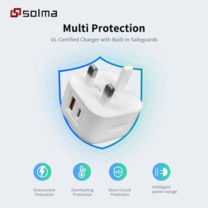 Adaptador de cargador de pared rápido PD USB tipo C multifuncional de 65W Material ABS duradero Salida de protección OTP Teléfono inteligente Enchufe del Reino Unido - Product Image 3