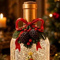 Neue Weihnachts-Spieluhr mit Kristallkugel und Weinflasche - Neujahrsgeschenk für Kunden