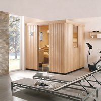 Sauna intérieur de haute qualité pour la maison, sauna finlandais traditionnel à vapeur sèche avec porte en verre trempé, prix d'usine