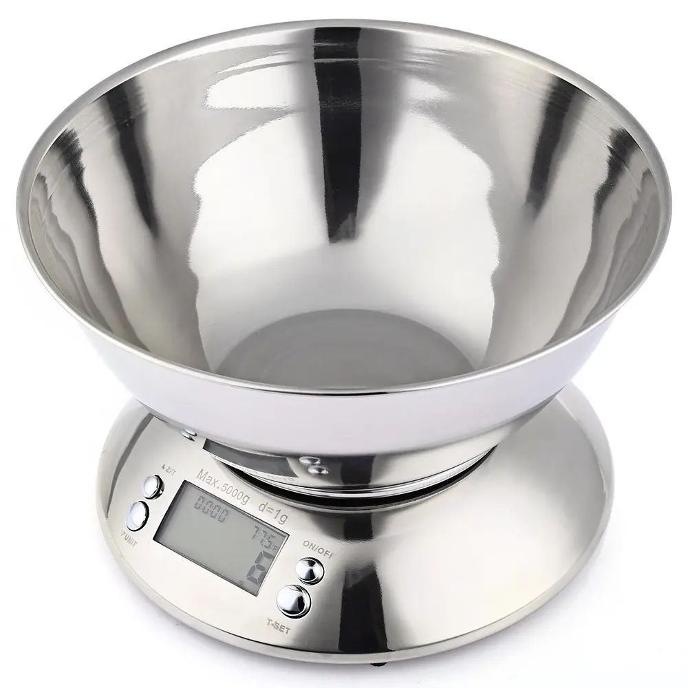 5kg electronic Stainless Steel Food Weighing Scale digital multifunction kitchen scale with Large Removal Bowl