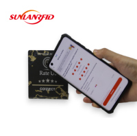 Material de PVC personalizado NFC Tap Card Stand 13,56 MHz Review Menu Stand para Google Bus Ratings Acrílico personalizado para revisiones NFC