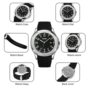 Montre chronographe ronde pour homme, bracelet en silicone de luxe, montre à quartz étanche 30M - Product Image 2