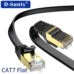 ดี-ซันตี้ แฟลตชีลด์ด์ แคท 7 สายอีเธอร์เน็ต 10Gbps 600MHz สายแพทช์ LAN RJ45 แบบบางสายเคเบิลเครือข่ายแบบยืดหยุ่นสำหรับ PS5 เอกซ์บอกซ์เราเตอร์ - Product Image 1