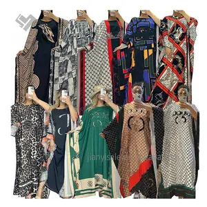 2023 Fall Winter Women Designer Print African Loose Casual Maxi Dress Famous Brand Muslim Dress Luxury Gowns Robe Dresses