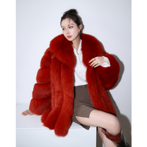 Manteau de fourrure de renard rouge personnalisé veste d'hiver unisexe avec fourrure pour les femmes recadrée grande taille luxe dames longue veste de fourrure véritable - Product Image 4