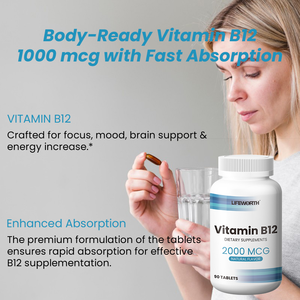 לייפוורת' יצרני ויטמינים, טבליות ויטמין B3, B6, B12, תוסף תזונה לבריאות המוח - Product Image 3