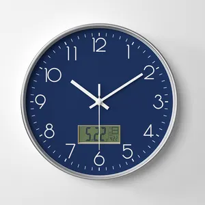 12インチ液晶ディスプレイ日付週温度計多機能プラスチックフレームデジタル壁掛け時計