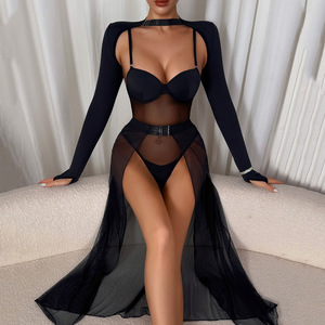 Lingerie Wanita Seksi Mesh 2025, Terlaris, Transparan, Bodysuit Seksi Dewasa 3-Piece dengan Sarung Tangan, Shapewear - Product Image 2