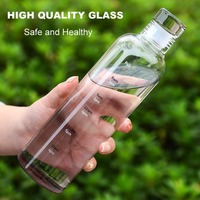 Botella de Agua Cilíndrica de Vidrio Borosilicato al por Mayor, Reutilizable de 10oz-16oz para Té, Café, Zumo, Vino, Tequila, Libre de BPA, Grado Alimenticio