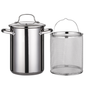 Ensemble de casseroles multifonctionnelles en acier inoxydable avec panier pour pâtes, soupes, fritures, induction et réchauds à gaz. - Product Image 1