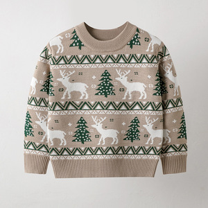 <span class=keywords><strong>Pull</strong></span>-over en viscose/coton écologique respirant pour enfants, motif animal, <span class=keywords><strong>pull</strong></span> de <span class=keywords><strong>Noël</strong></span> en jacquard à col rond pour garçons - Product Image 3