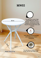 Mesa Redonda Plegable de Plástico con Base en Forma de X, Diseño Moderno, Mueble Portátil y Resistente para Exteriores, Cocina, Comedor, Escuela y Cafetería