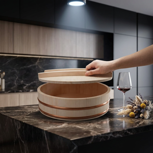 Tazón de <span class=keywords><strong>Sushi</strong></span> de Madera con Logotipo Personalizado al por Mayor - Tazón Tradicional Japonés para <span class=keywords><strong>Sushi</strong></span> - Recipiente de Madera Sostenible para Mezclar Arroz para Restaurantes - Product Image 5