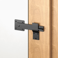 Loquet de portail robuste, loquet de porte de grange avec barre pivotante et plaque de fixation, en acier au carbone noir mat pour portail en bois
