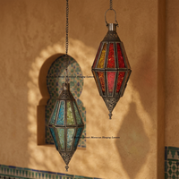 Lanterne suspendue marocaine en métaux délicats, métal et verre, style antique, lampe décorative pour Noël et la maison DL-007
