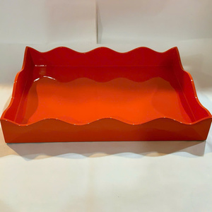 Glossy Lacquer <b>Tray</b> Rectangular Wood Serving <b>Tray</b> For <b>Breakfast</b> In Bed Coffee Service And Living Room Styling - Product Image 5