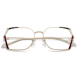 Logotipo personalizado polígono y estilo irregular lentes de resina metal mujer monturas gafas ópticas gafas - Product Image 2