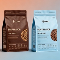 Sacs d'emballage alimentaire en papier kraft PLA biodégradable, résistants à l'humidité, réutilisables, avec fenêtre, imprimés avec un logo personnalisé, brun et blanc, pour friandises pour animaux de compagnie