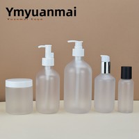Botella Transparente Esmerilada para Loción Cosmética de 100ml y 500ml, Dispensador de Plástico con Bomba, Acabado Serigrafiado y Estampado en Oro para Empaque