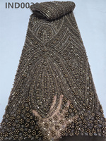 Tissu en dentelle perlée africaine de haute qualité CHOCOO avec perles, tissu en dentelle perlée blanche de luxe pour robe de mariée
