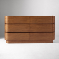Commode à 6 tiroirs en bois de noyer de couleur moderne et durable pour la chambre à coucher