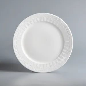 İskandinav beyaz seramik ikram yemek tabakları seti fransız tarzı kabartmalı dantel jant porselen düğün için yemek tabaklar restoran