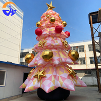 Sapin de Noël gonflable géant personnalisé avec base en tronc d'arbre, décoration de Noël pour les fêtes en plein air, les centres commerciaux, les cours et les festivals