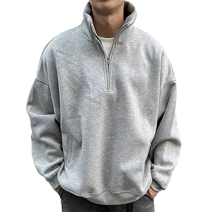 Vente en gros d'usine : Nouveaux pulls décontractés 100 % coton pour hommes, version coréenne tendance, simples et unis avec fermeture éclair - Product Image 1