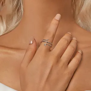 Anillo abierto envuelto de pulpo de múltiples capas, anillo ajustable s925, joyería de estilo de plata esterlina para mujer