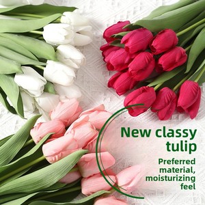 Fleurs artificielles 2026 au toucher hydraté, tulipes, accessoires de photographie, décoration intérieure, mariage, fleurs artificielles directes - Product Image 1
