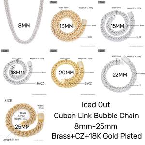 <span class=keywords><strong>Set</strong></span> <span class=keywords><strong>Bracciale</strong></span> <span class=keywords><strong>e</strong></span> <span class=keywords><strong>Collana</strong></span> a Catena Cubana Ghiacciata da <span class=keywords><strong>Uomo</strong></span> Placcato Oro 18K Gioielli Hip Hop con Catena Bubble in Ottone <span class=keywords><strong>e</strong></span> Diamanti CZ 5A - Product Image 2