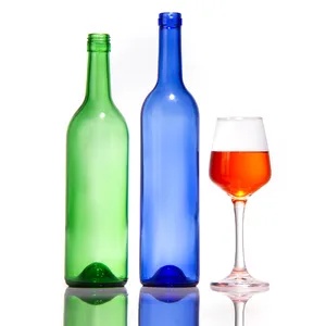 Oem bán buôn Bordeaux chai Burgundy ô liu màu xanh lá cây chai cổ kính màu xanh lá cây chai rượu vang