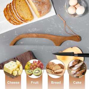 เครื่องตัดขนมปังแบบโฮมเมดใบมีดหยักสแตนเลสและไม้อะคาเซียเป็นมิตรกับสิ่งแวดล้อมทันสมัยสำหรับแป้งโดว์และบาแกต - Product Image 3