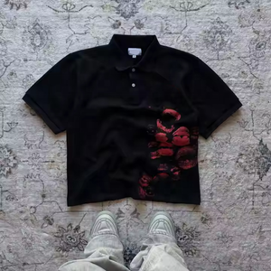 Camiseta Polo con logotipo de impresión personalizada de algodón 100% de alta calidad, camiseta Boxy Fit Streetwear, camiseta Polo para hombre - Product Image 2