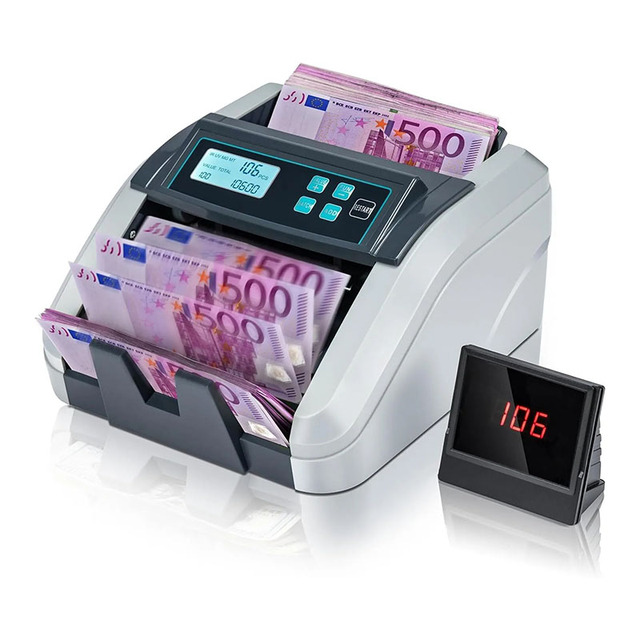 HUAEN H-307 Business Grade Currency Detector Bill Counter 1000 Pcs/Min Speed Magnetic/Infrared/Ultraviolet Detection 200-500 Pcs