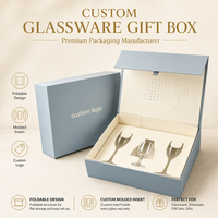 Boîte cadeau pliable écologique Gotop pour verres à vin avec couvercle à charnière, fermeture magnétique et insert moulé sur mesure pour ensemble de verrerie