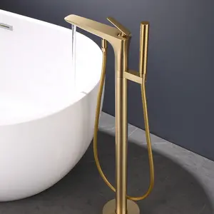 Kaiping Factory Solid Brass 2 Function Chrome Color Bathtub Standing Faucet Shower Bath Mixer Tap