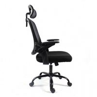 Accoudoir réglable à dossier haut Chaise de bureau en maille ergonomique noire Chaise de bureau de direction de luxe