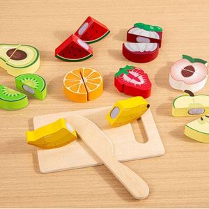 Pretend Kitchen Set Kids Wood Cutting Fruit Vegetables Wooden Play Food Toy - Product Image 3