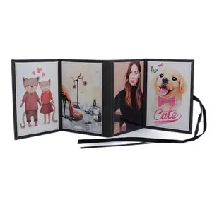 Hot Sublimation PU Leather Photo frame Foldable 4 Sheets Photo Albums of painting for Valentine's Day Gift