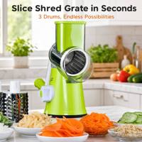 Roterende Kaasrasp Handheld Groente Mandoline Slicer Gemakkelijk Schoonmaken Keuken Kaas Rasp Shredder Met 3 Drum Blades