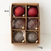 2025 nouveautés 6cm verre boule de noël Festival de noël décoration de vacances arbre ornement boîte emballage ensemble en gros
