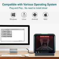 Lecteur de codes-barres 2D mains libres, scanner de codes QR omnidirectionnel de bureau, lecteur de codes-barres USB filaire avec grande fenêtre de numérisation