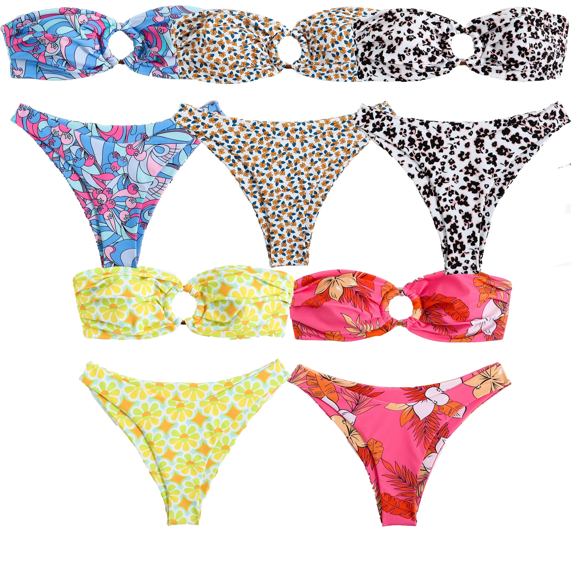 CN vendita calda bikini da donna 2 pezzi set costumi da bagno Sexy senza maniche per le vacanze elegante Bikini da spiaggia a vita alta abbigliamento da nuoto