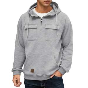 Jersey atlético con cremallera para hombre con capucha de carga, sudadera de lana verde, ajuste holgado, 100% algodón para la temporada de verano, suministro ODM - Product Image 3